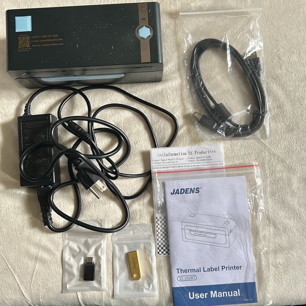 JADENS Thermal Label Printer Used JD-268BT